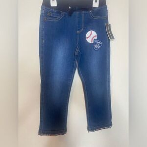 Gymboree Toddler Boy Stretch Denim Pull On Jeans Embroidered Baseball 4T